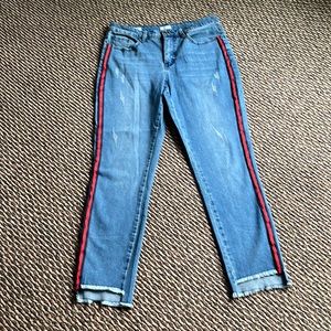 NWOT Tribal Jeans with super cute blue red stripes down the sides!